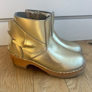 Swedish Clogs Golden Boots with Wings
